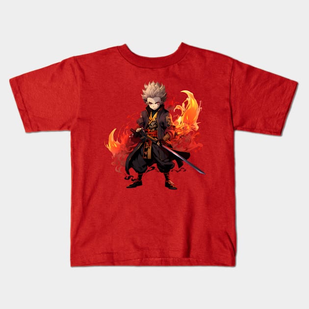 Reimagined Demon Slayer Fire Demon Kids T-Shirt by Keciu's Shop